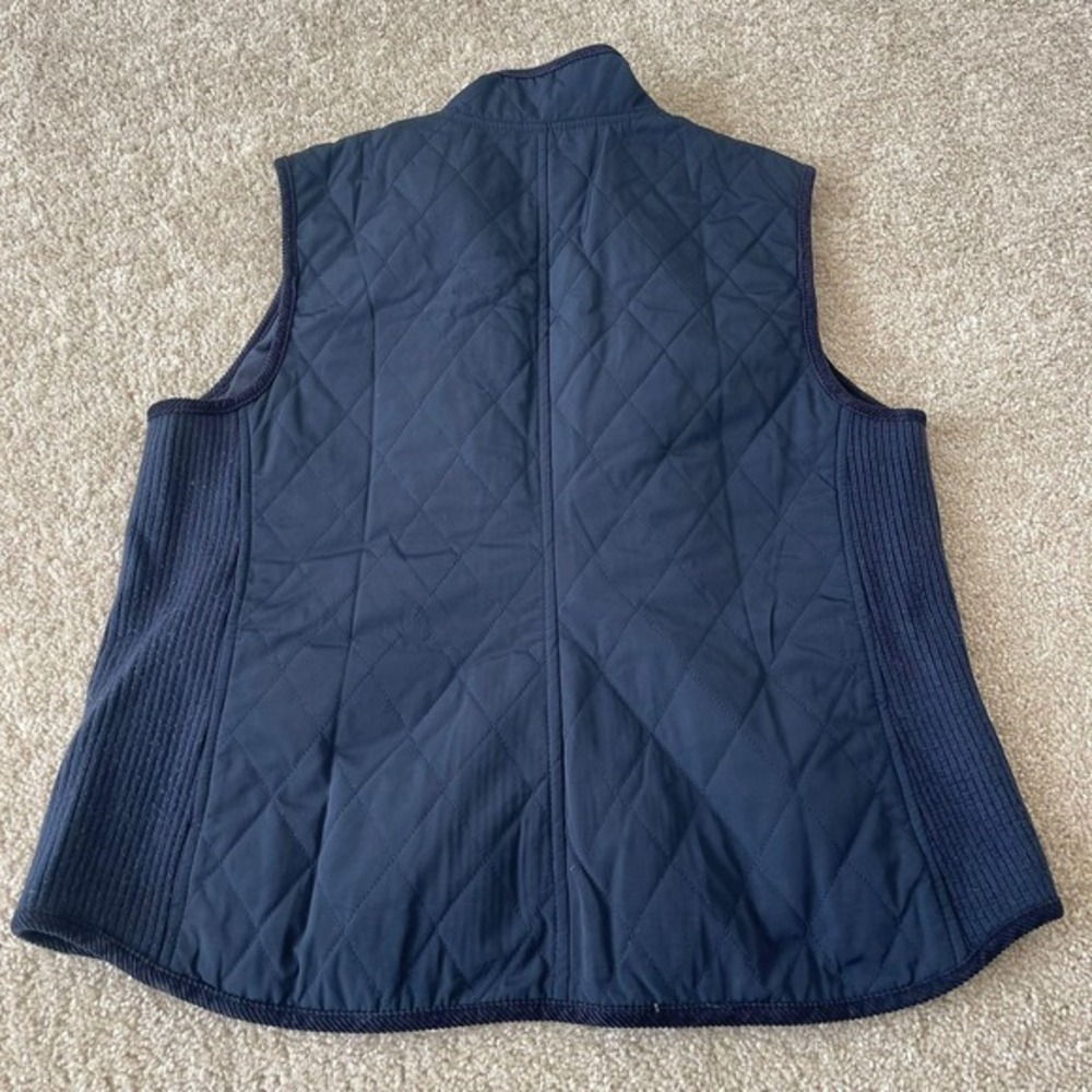 Talbots Womens Quilted Vest Navy Blue Corduroy‎ Collar Pockets Size L - Picture 3 of 7